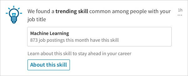 LinkedIn je objavil novo obvestilo, ki ljudem z istim naslovom dela deli pomembne trending veščine.