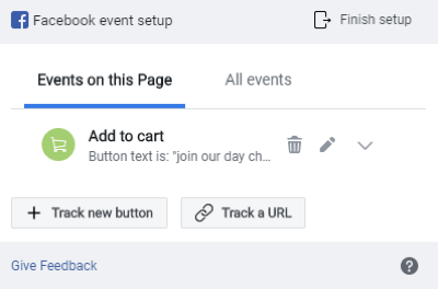 Uporabite orodje za nastavitev dogodka Facebook, korak 8, predogled sledenja dogodkom v oknu Facebook Event Setup