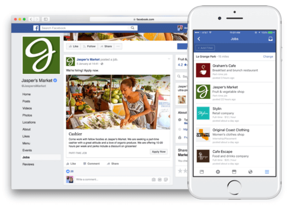 Facebook uvaja nove funkcije, ki omogočajo objavljanje delovnih mest in prijavo neposredno na Facebooku.