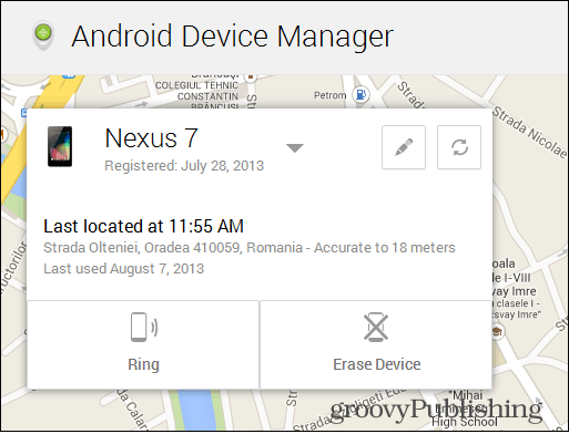 Zemljevid upravitelja naprav Android