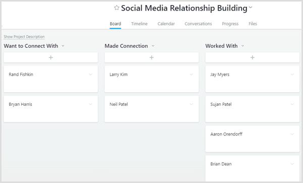Gradnja odnosov v družabnih medijih Asana