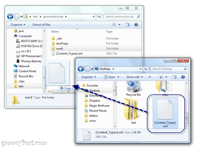 ročno uredite docx xml v operacijskem sistemu Windows 7