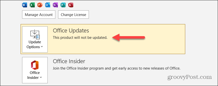 Onemogočite posodobitve za Microsoft Office 