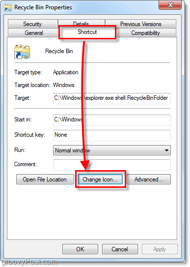 spremenite ikono bližnjice v operacijskem sistemu Windows 7