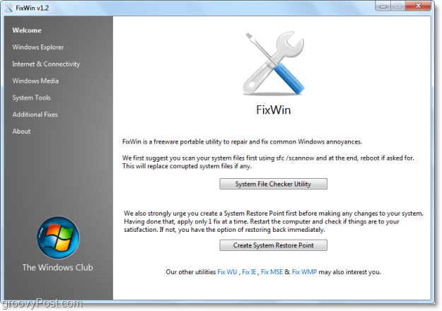 Odpravite 50 pogostih težav sistema Windows 7 s programom FixWin [groovyReview]