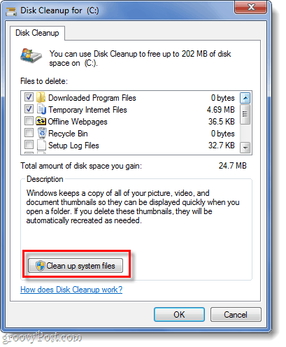 čiščenje datotek systme v operacijskem sistemu Windows 7