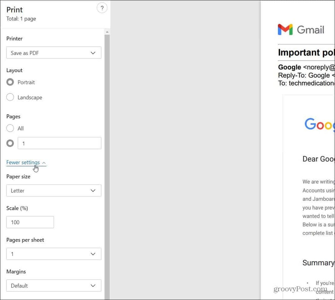 Kako shraniti sporočilo Gmail v obliki PDF