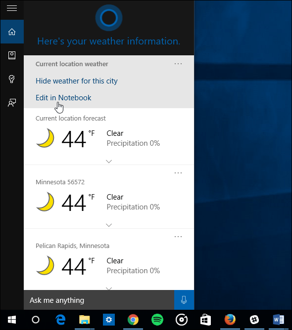 Namig za Windows 10: Naredite Cortana Show vreme za več mest